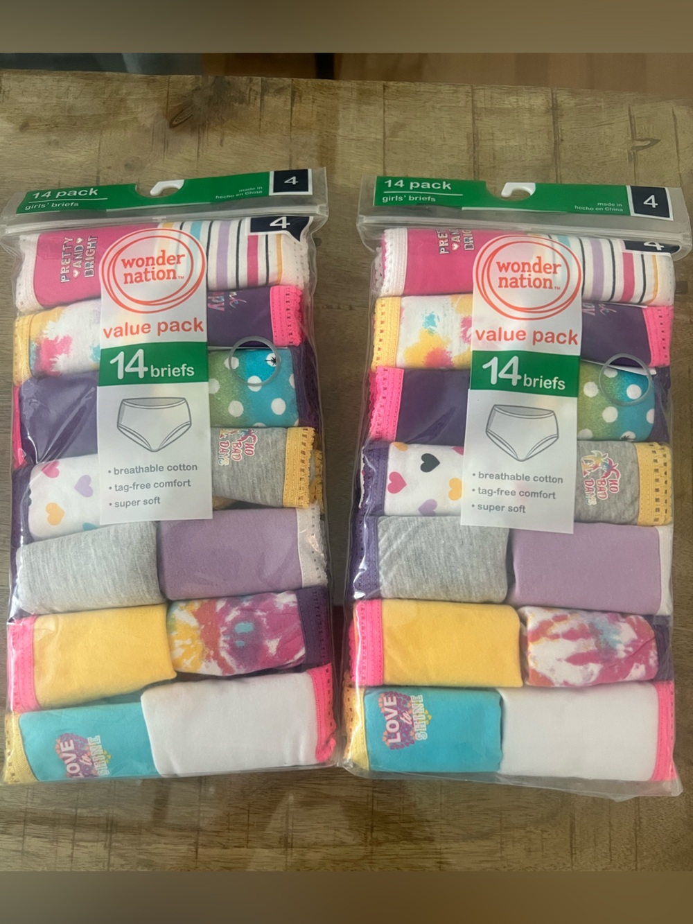 2 sets Wonder Nation Girls' 14-Pack Colorful Cotton Briefs - Multi 28 underwears